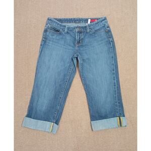 Vtg Express X2 Women's Cuffed Capri Jeans Blue Denim Size 8